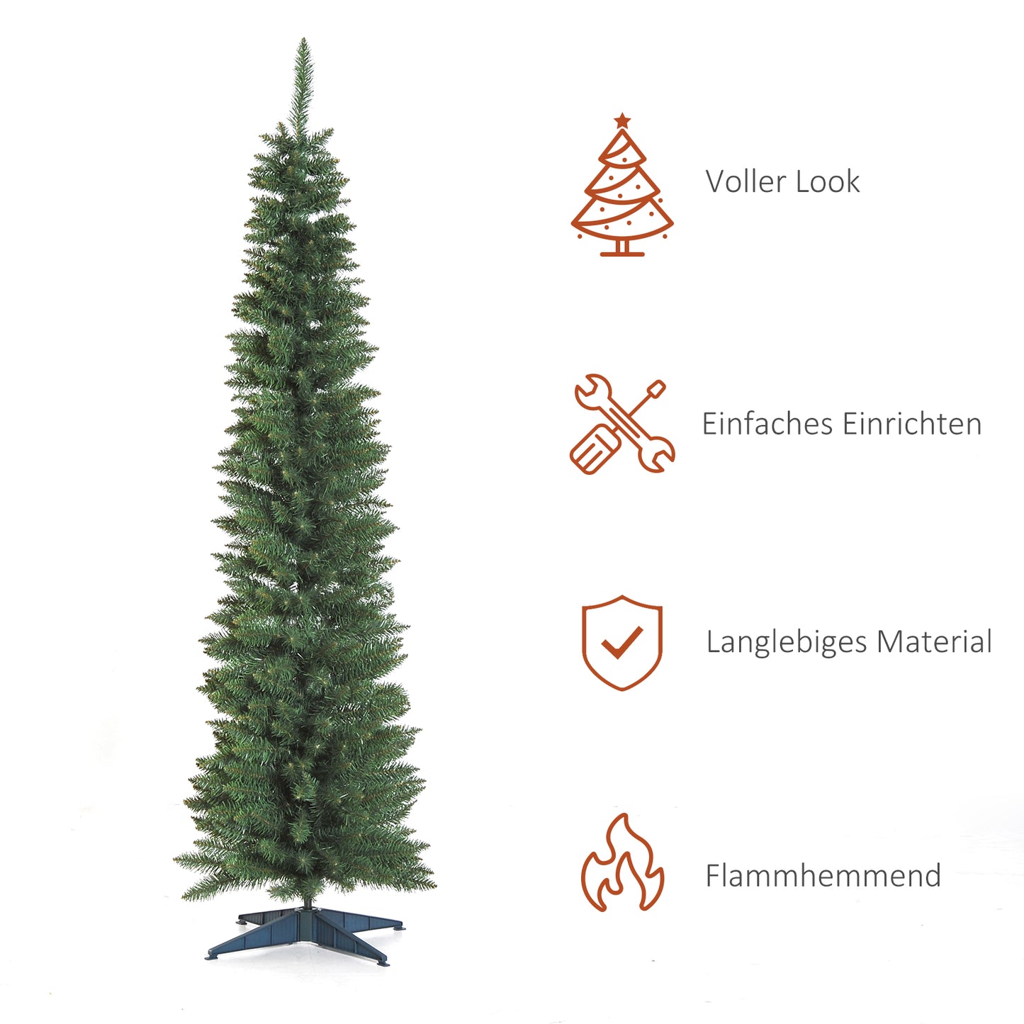 HOMCOM Weihnachtsbaum künstliche Künstliche Tanne Christbaum, inkl Ständer Weihnachtsstern 2,1 m, Grün