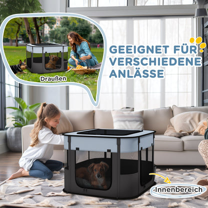 PawHut Spiegehege für Haustiere, faltbar, mit Aufbewahrungstasche, for Welpen und Kätzchen, drinnen und draußen, غراو