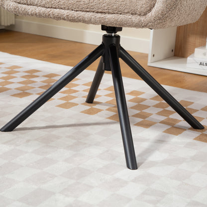 HOMCOM Sessel, Polsterstuhl mit bequemer Sitzschale, drehbar, kuscheliger Bezug, bis 120 kg, Hellbraun