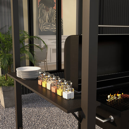 Outsunny Grillpavillon, 2 Seitenablagen, Haken, Stahlrahmen, 1,1 x 2,3m, Khaki