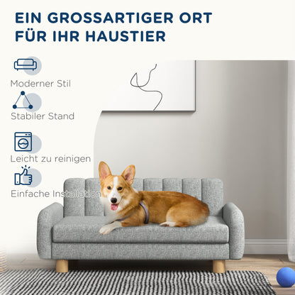 PawHut Hundebett، weiches Kissen، غسالة Bezug، rutschfeste Füße، غراو، 94B x 61T x 40H سم