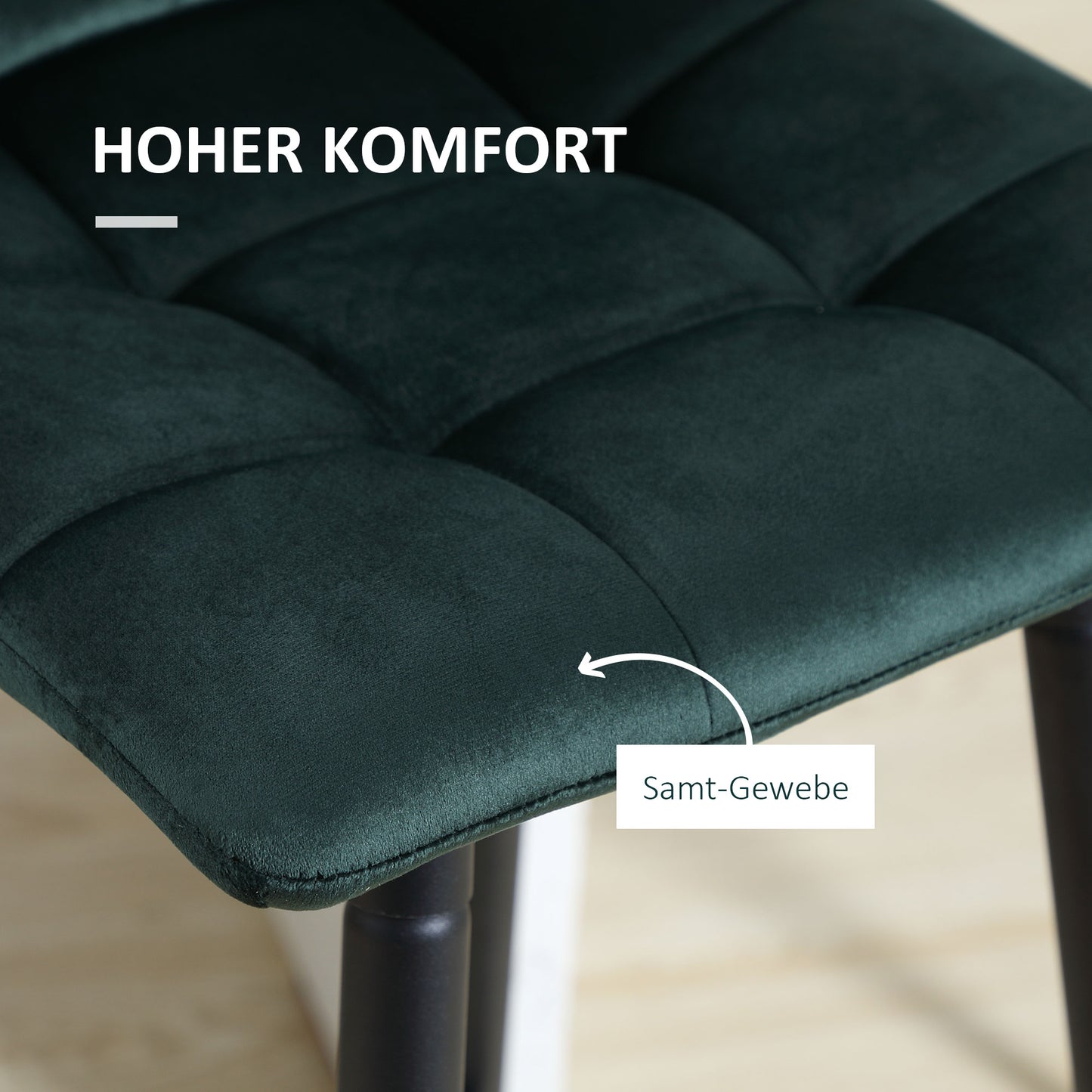 HOMCOM Barhocker 2er-Set, modernes Design, weicher Sitz, Stahlrahmen, 42 x 47 x 105 cm, Grün