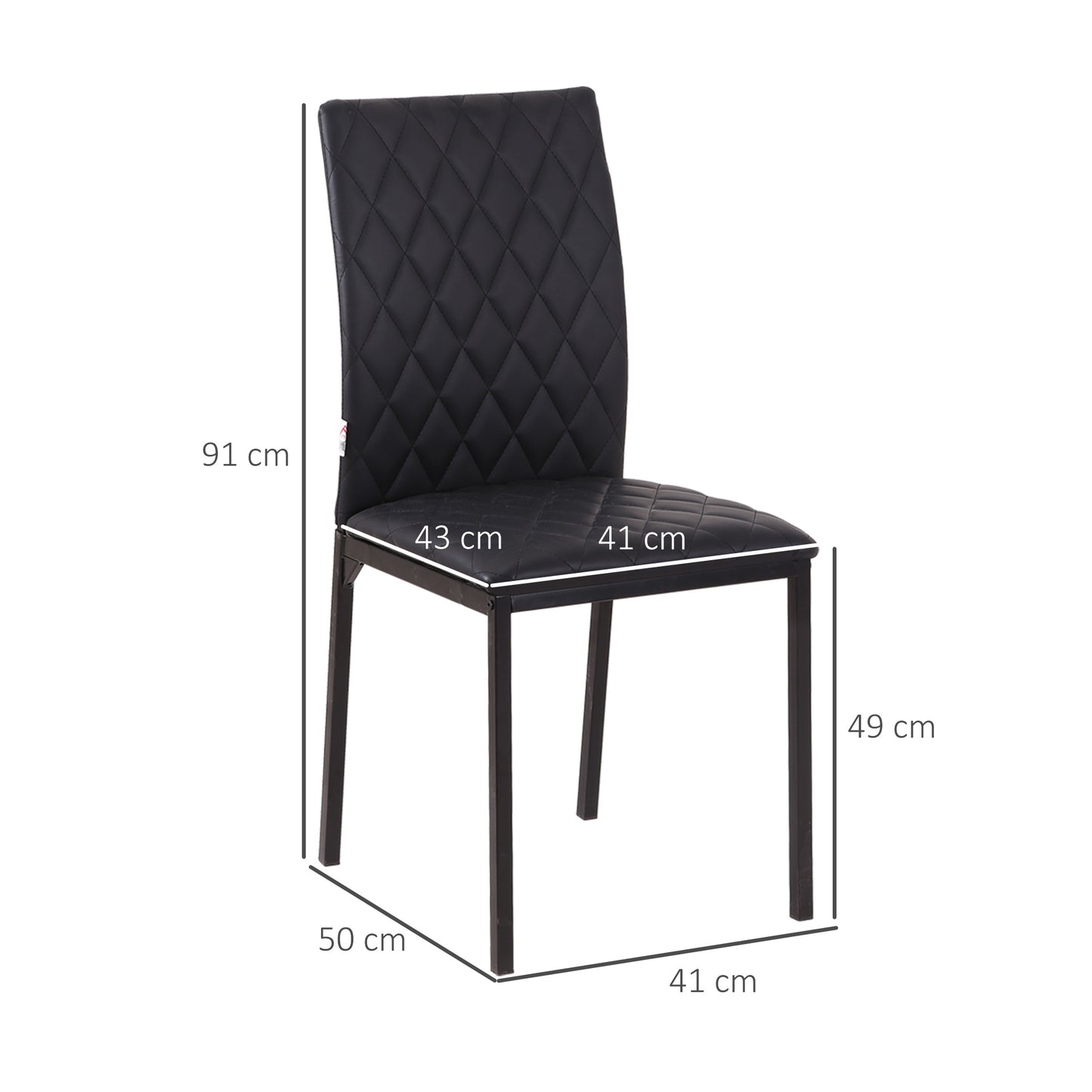 HOMCOM HOCMOM 4er-Set Stühle Esszimmerstühle Küchenstühle 41 cm x 50 cm x 91 cm, Schwarz