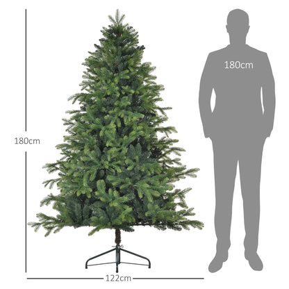 HOMCOM Künstlicher Weihnachtsbaum, realistisches Aussehen, flammhemmend, stabiler Metallfuß, 183 cm, Grün