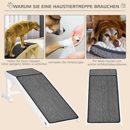PawHut Haustierrampe mit rutschfestem Teppich 125 x 40 x 35,5 سم كيفيرنهولز