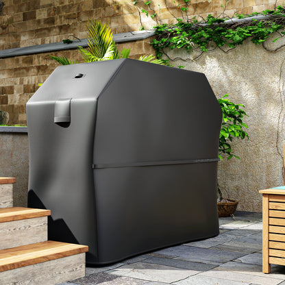 Outsunny Grillabdeckung BBQ Abdeckung Abdeckhaube mit Klettverschlüssen Schwarz, 147 x 61 x 122cm