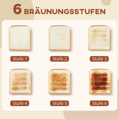 HOMCOM Set aus 1,7 L Wasserkocher und Toaster mit 6 Bräunungsstufen, Beige
