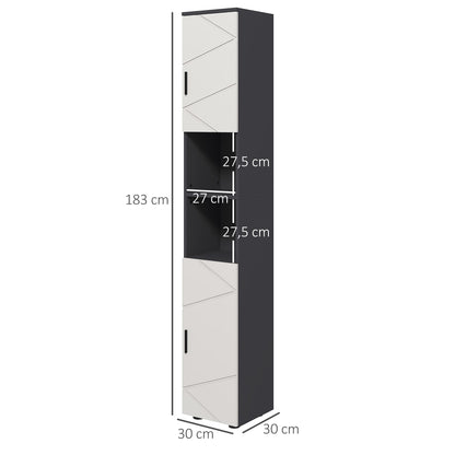 kleankin Badezimmerschrank, Badschrank, verstellbare Regale, Spanplatte, Hellgrau