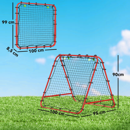 HOMCOM Fußballtor, verstellbar, klappbar, Metallrahmen, 100 x 68-95 cm, Rot
