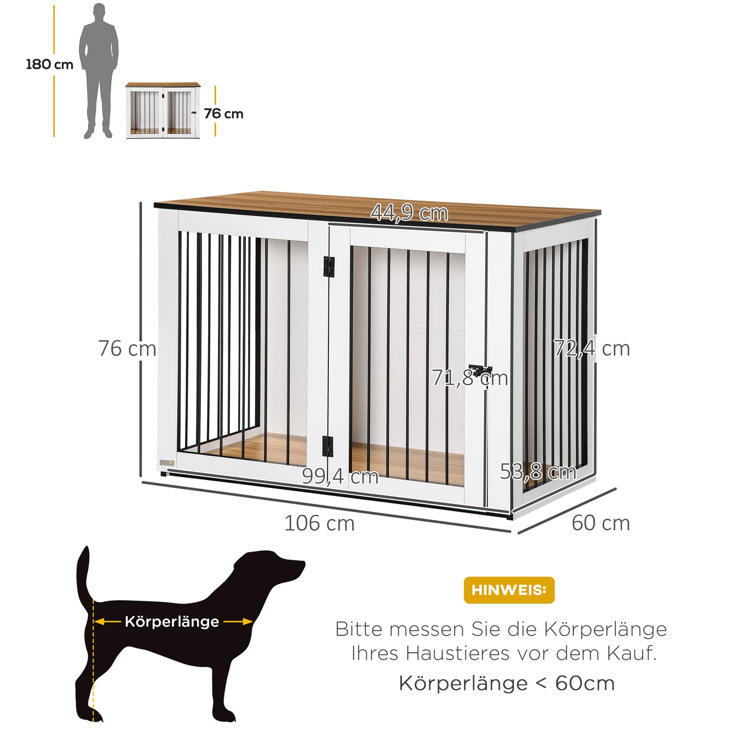 PawHut Hundebox, Hundekäfig, 1 Tür, für kleine und mittelgroße Hunde