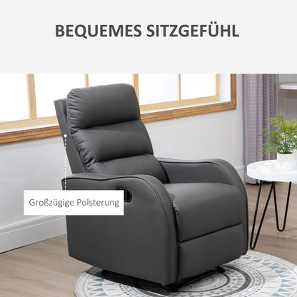 HOMCOM Relaxsessel mit Fußstütze, Liegesessel, ausklappbare Fußstütze, Kunstleder, Dunkelgrau