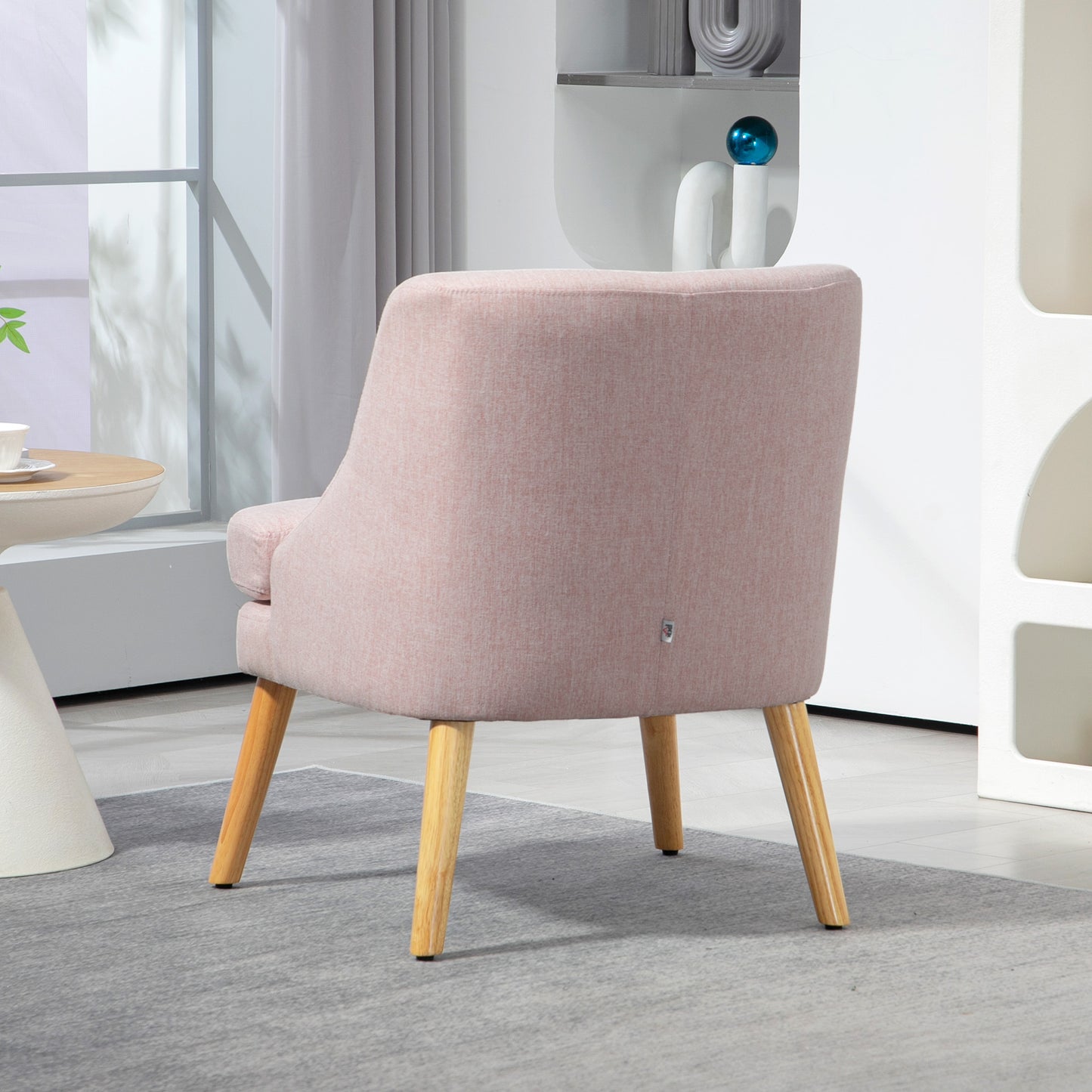 HOMCOM Akzentsessel im skandinavischen Stil, Samt, 25D-Schaumstoff, Hevea-Holzbeine, Beige, 63x69x79,5 cm