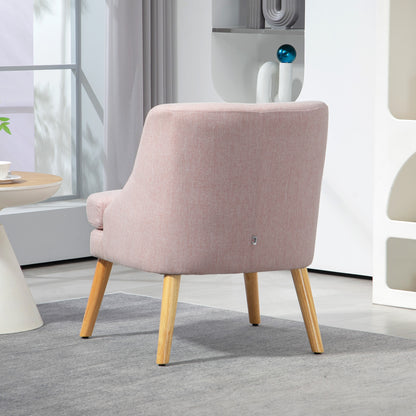 HOMCOM Akzentsessel im skandinavischen Stil, Samt, 25D-Schaumstoff, Hevea-Holzbeine, Beige, 63x69x79,5 cm