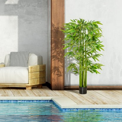 HOMCOM Künstlicher Bambus groß 160 cm Kunstpflanze, Kunstbambus, Plastik Künstliche Pflanzen im Topf, Fake Plant wie echt für Wohnzimmer Schlafzimmer Büro Garten Moderne Dekoration Geschenk