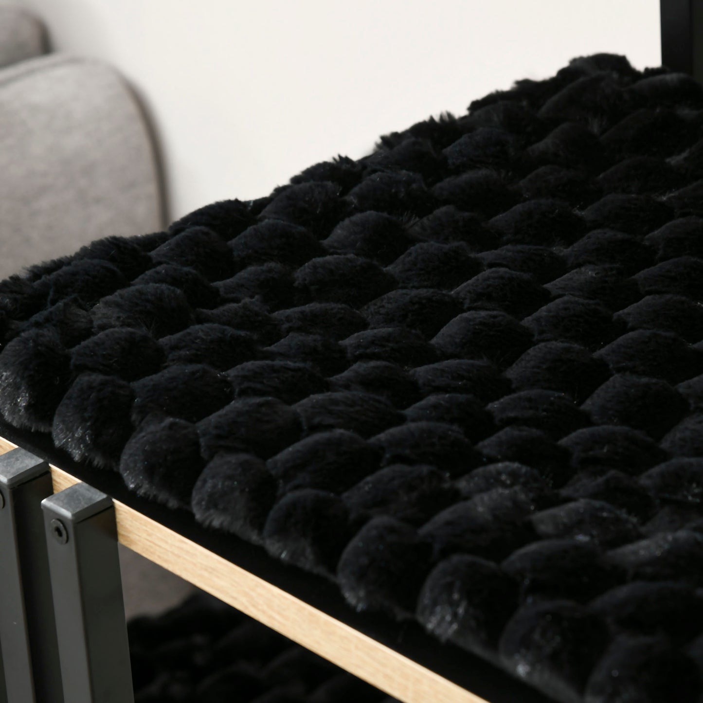 PawHut Kratzbaum, Industrial Design, 2 Plattformen, 2 Liegekissen, Kratzwand, Stahlrahmen, schwarz, 85 x 48 x 128 cm