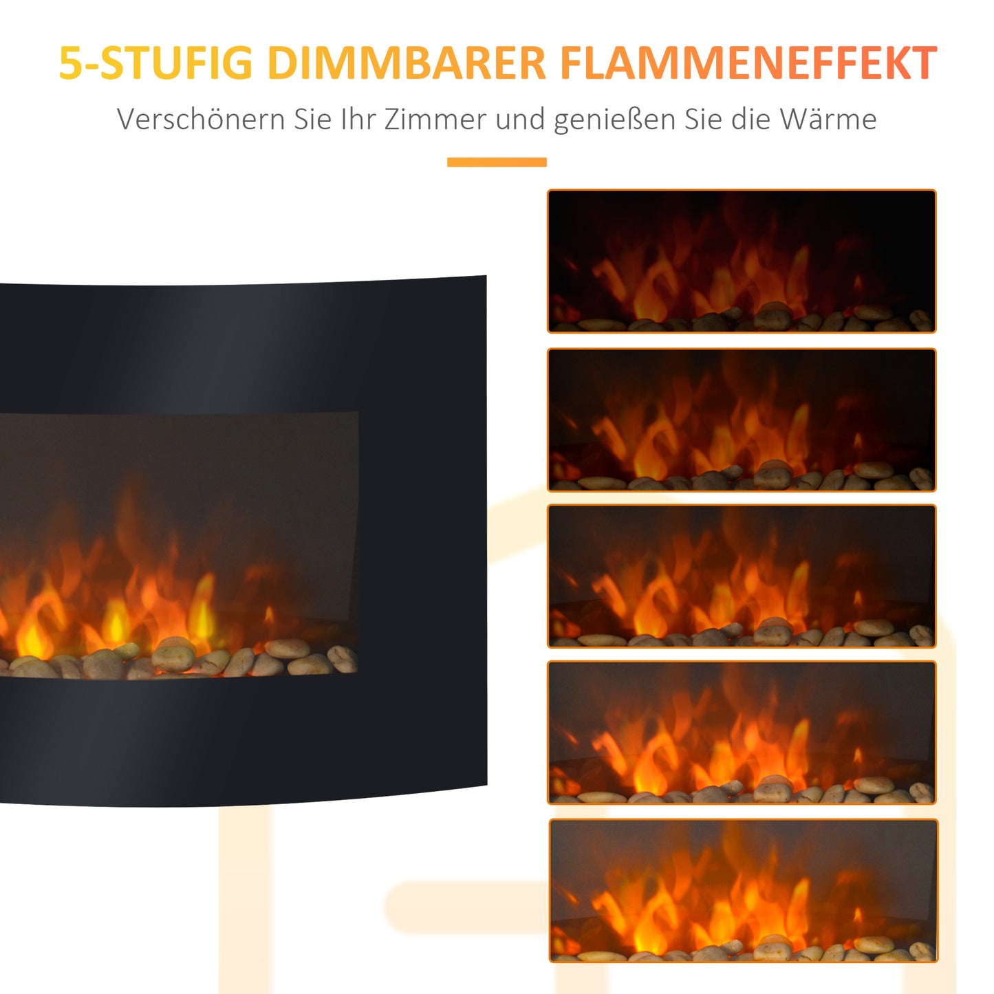 HOMCOM Elektrokamin Kamin Kaminofen Elektrischer Wandkamin 65 x 11,4 x 52 سم