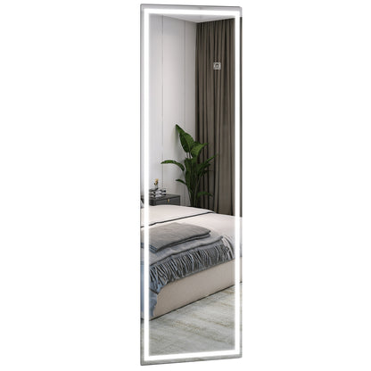 HOMCOM Ganzkörperspiegel mit LED, dimmbar, Touchsensor, Speicherfunktion, silber, 40x120 cm