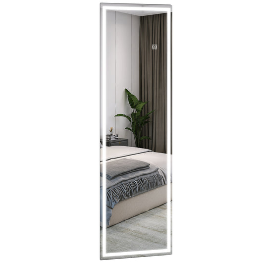 HOMCOM Ganzkörperspiegel mit LED, dimmbar, Touchsensor, Speicherfunktion, silber, 40x120 cm