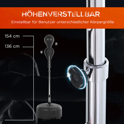 مجموعة HOMCOM Punchingball Set Standbox Training Set 136-154 cm höhenverstellbar mit 1 زوج Handschuhe Geeignet for Profis und Anfänger Black