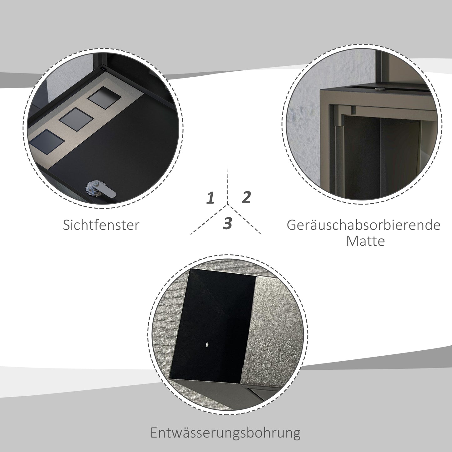HOMCOM Briefkasten Metallbriefkasten, modern, abschließbar, 36,5 x 11,5 x 29 cm, Schwarz