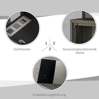 HOMCOM Briefkasten Metallbriefkasten, modern, abschließbar, 36,5 x 11,5 x 29 cm, Schwarz