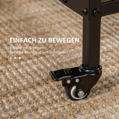 HOMCOM Mobiler Klapptisch Klapptisch, 2 klappbare Flächen, 130 cm x 80 cm x 74 cm, Braun