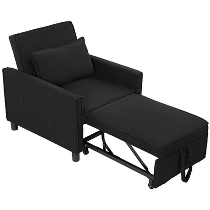 HOMCOM Schlafsessel, verstellbar, 3 Positionen, Cordbezug, bis 120 kg, Schwarz