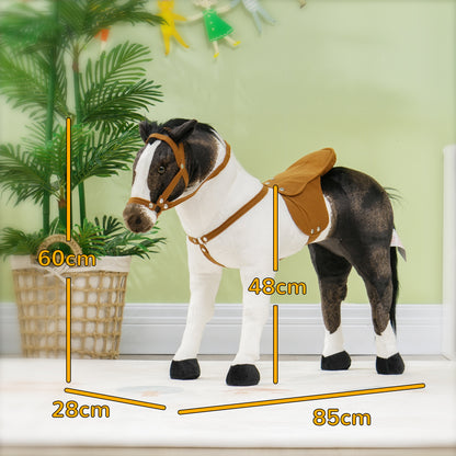AIYAPLAY Schaukelpferd mit Soundeffekten, weiches Fell, für 3-8 Jahre, 85 x 28 x 60 cm, Braun/Cremeweiß