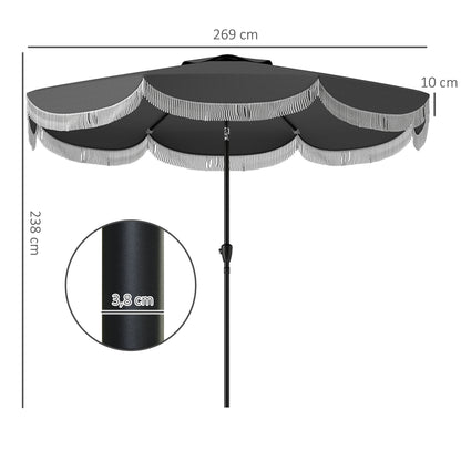 Outsunny Sonnenschirm Ø269 cm, UV Schutz Sonnenschirm achteckig Balkonschirm Sonnenschutz für Garten, Dunkelgrau