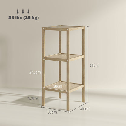 HOMCOM Badezimmerregal, 3 Etagen, feuchtigkeitsbeständig, Bambus, 33 x 31 x 78 cm