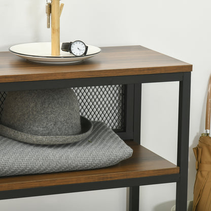 HOMCOM Sideboard Konsolentisch Flurregal, Industriedesign, 100 cm x 29,5 cm x 90 cm, Braun + Schwarz