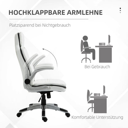 Vinsetto Ergonomischer Bürostuhl med klappbara Armlehnen, Höhenverstellbarer Schreibtischstuhl med Wippfunktion, dick gepolsterter Stuhl med verstellbar gepolsterte Armlehne 69 x 67 x 113-121 cm