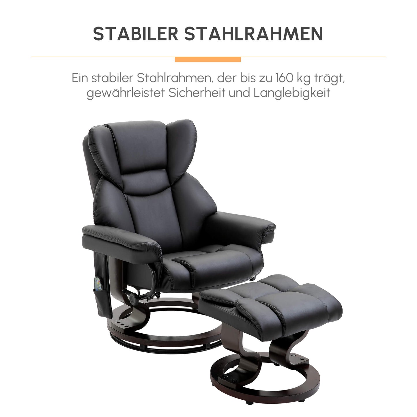 HOMCOM Relaxsessel mit Massagefunktion Fußhocker Liegefunktion Kunstleder 79 x 82 x 101 cm