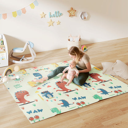 AIYAPLAY Spielmatte Baby 196 x 176 x 1,5 cm faltbar Doppelseitige Krabbelmatte Mehrfarbig