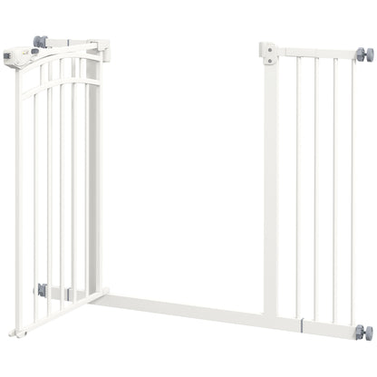 PawHut Treppenschutzgitter Hundeschutzgitter, automatisches Schließen, Einhandbedienung,100 cm x 4 cm x 76 cm, Weiß
