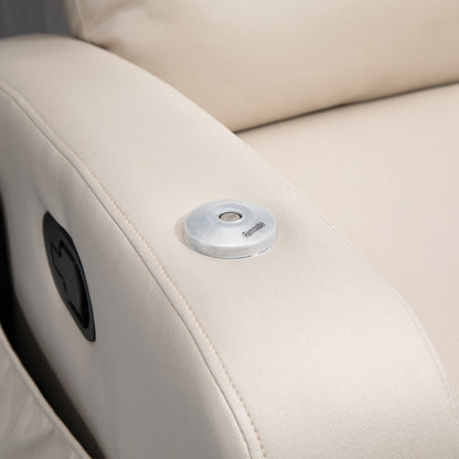 HOMCOM Massagesessel Relaxsessel Liegesessel, 1 Klapptisch, 1 Fußstütze; 77 cm x 93 cm x 105 cm, Beige
