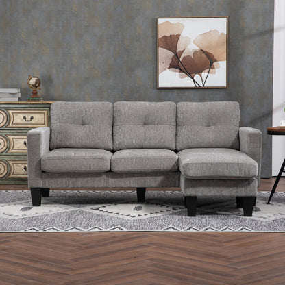 HOMCOM Ecksofa, Eck-Couch mit umkehrbarer Chaiselongue, Sofa in L-Form, Bezug in Leinenoptik, 186 x 130 x 84 cm, Braun
