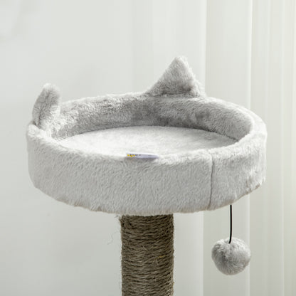 Pawhut Kratzbaum inkl. Katzenhöhle, Katzenbett, Katzenhängematte und Spielzeug 60 cm x 40 cm x 113 cm, Hellgrau