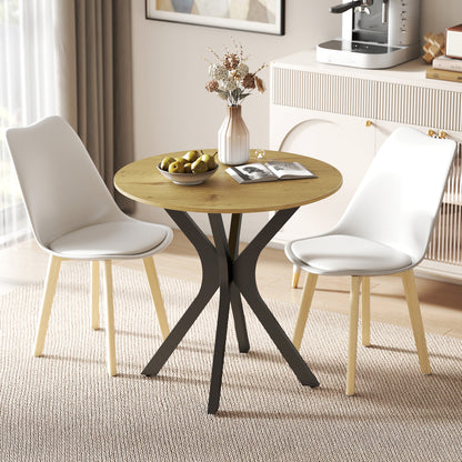 HOMCOM Esstisch Küchentisch Runder Tisch, Modernes Design, 78 cm x 78 cm x 75 cm, Naturholz