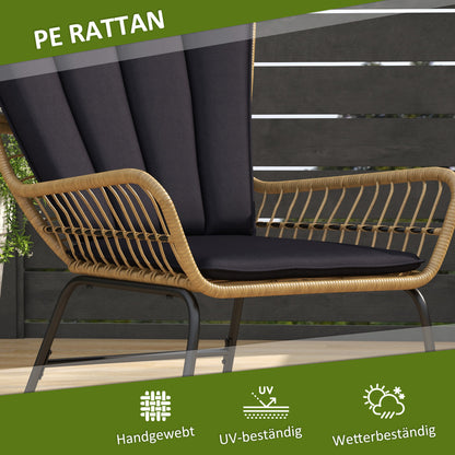 Outsunny Bistro-Set Balkonmöbel-Set Balkonmöbel, Boho-Stil, wetterbeständig, 76 x 66 x 96 cm, Schwarz