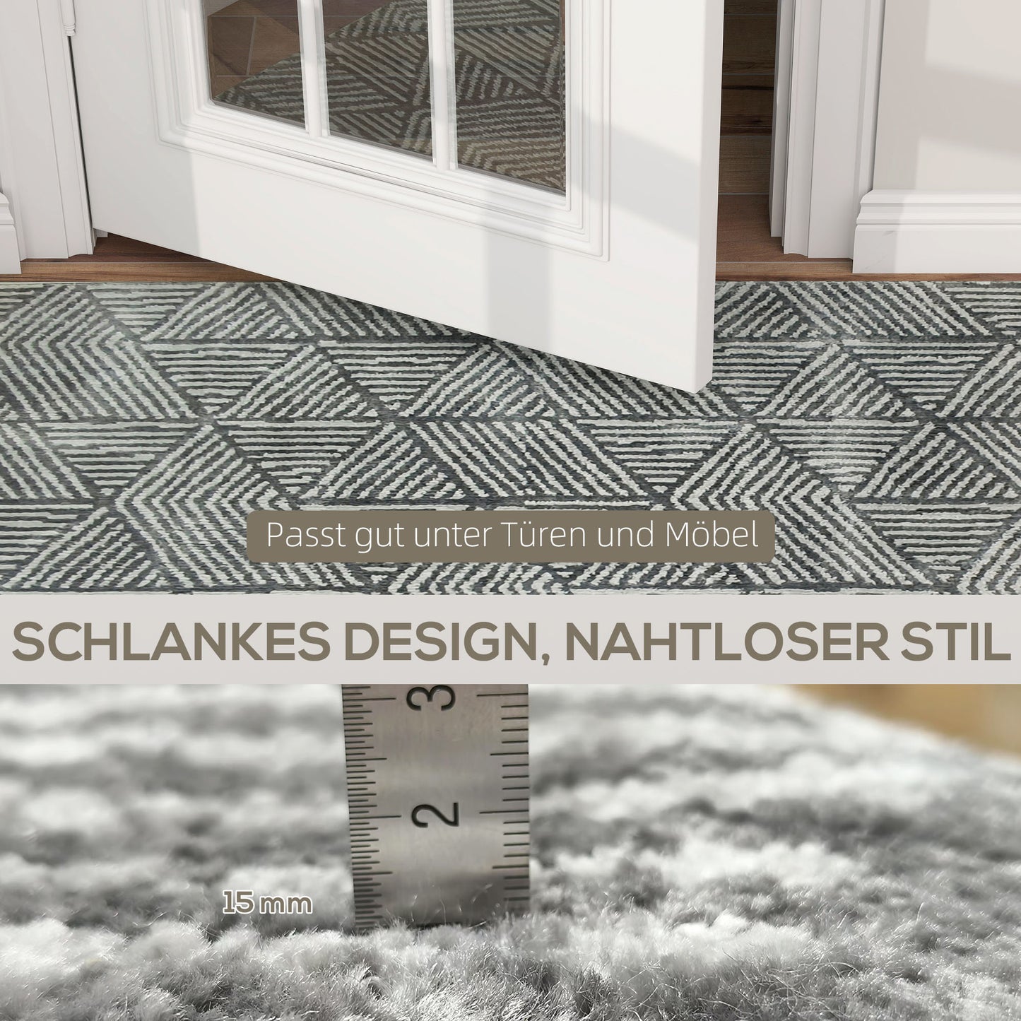 HOMCOM Teppich Wohnzimmerteppich im Modern Stil, waschbar Flächenteppich 150 x 80 cm Dunkelgrau