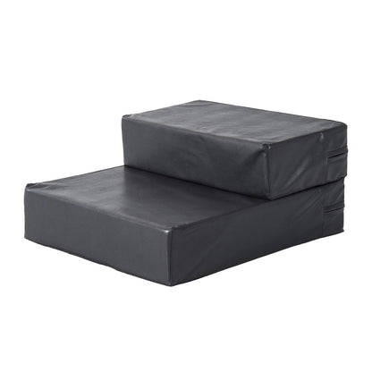 PawHut Haustiertreppe Tierunterlage 2 Stufen Klappbar Hundetreppe Treppe Unterlage für Katzen und Hunde Schwarz L45 x B39 x H20 cm