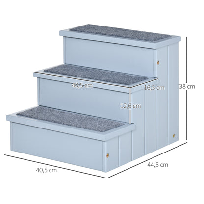 PawHut Hundetreppe 3 Stufen 38 cm Hoch Haustiertreppe für kleine bis mittelgroße Hunde Katzentreppe Hunderampe Einstiegshilf für Bett، أريكة، أريكة ورسم تلقائي