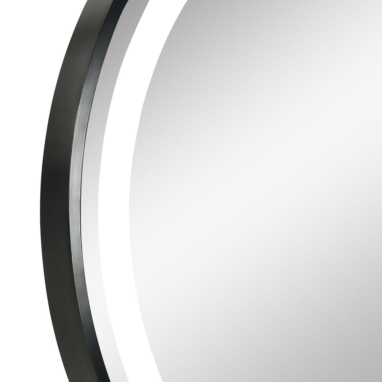 kleankin Badezimmerspiegel, LED-Beleuchtung, dimmbar, 3 Lichtfarben, Metallrahmen, Ø60 cm, Schwarz