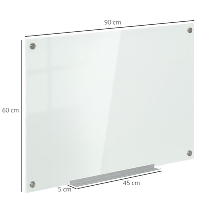 Vinsetto Glas Whiteboard, Memoboard, Whiteboard, 4 Stifte, 6 Magnete, 1 Schwamm,1 Ablage, Weiß