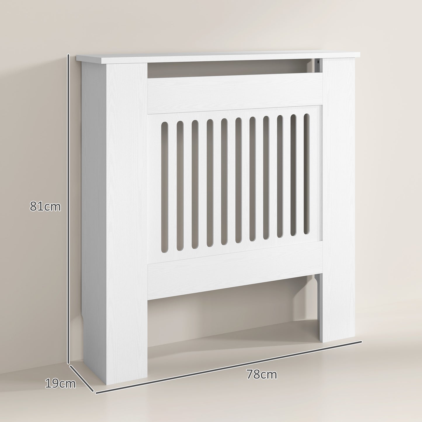 HOMCOM Heizkörperverkleidung, Heizungsabdeckung, 78 x 19 x 81cm, Heizkörper-Abdeckung für Schlafzimmer, Wohnzimmer, MDF, Weiß