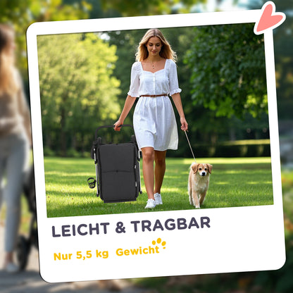 PawHut Hundewagen, Leichter und faltbarer Transportwagen für kleine Hunde, waschbares Kissen, Netzfenster, Grau