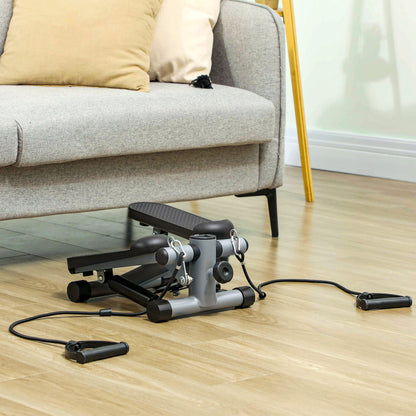 SPORTNOW 2 in 1 Mini-Stepper för Zuhause mit Power Ropes, LCD-Display Up-Down Swing Stepper 41 x 30,5 x 18,5 cm Grau