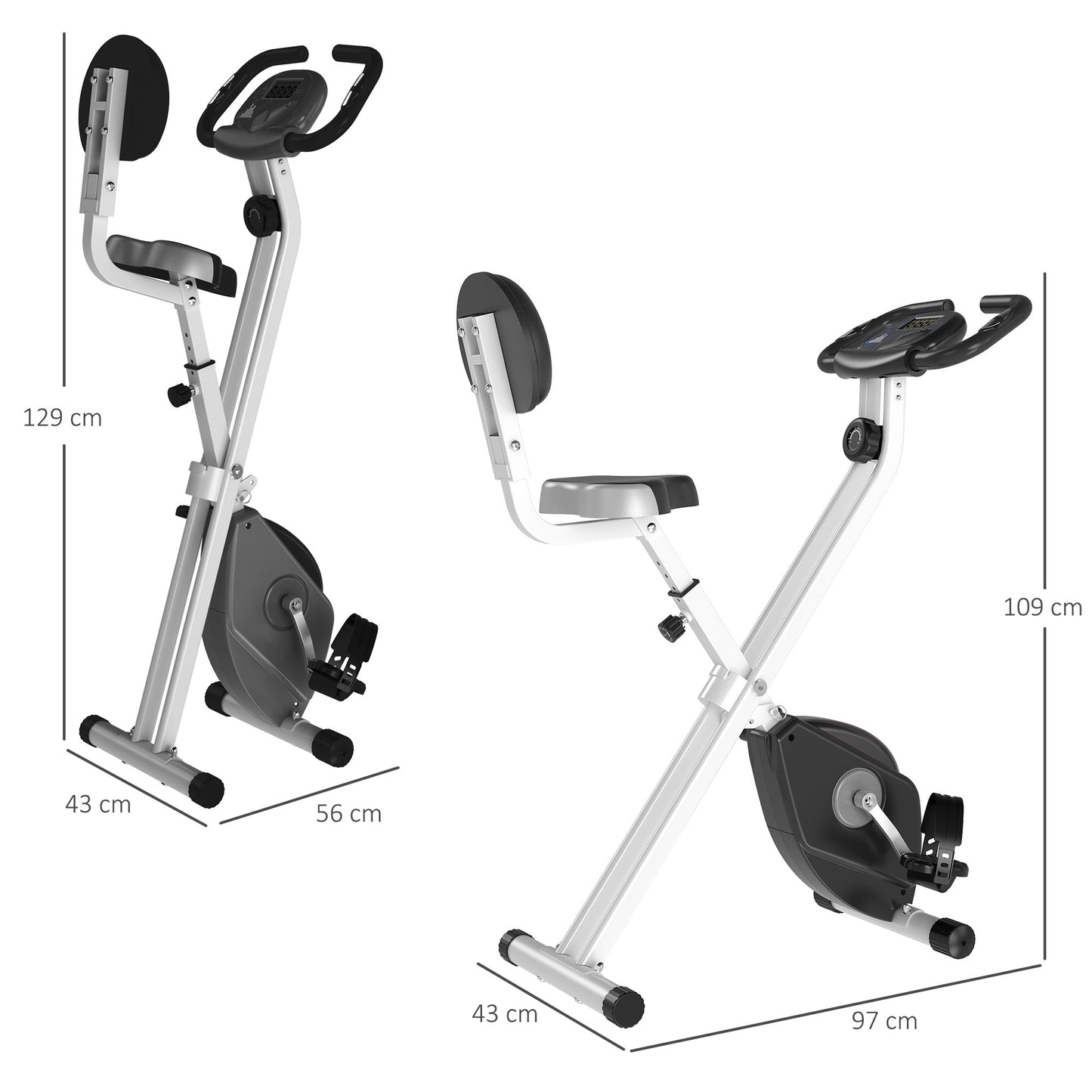 HOMCOM Heimtrainer Fahrradtrainer mit 8 stufig einstellbarem Magnetwiderstand höhenverstellbar Stahl Schwarz+Grau