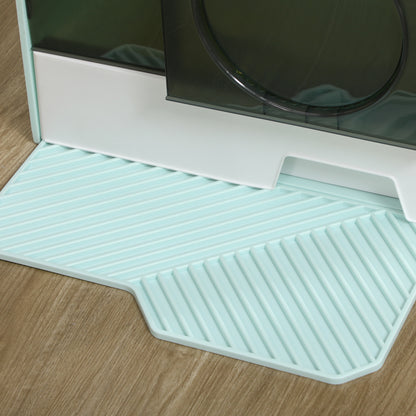 PawHut Katzentoilette Katzenklo, Hütten-Design, 1 Siebvorleger, 1 Streuschaufel, herausnehmbare Bodenwanne, Grün + Weiß